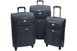 ORMI Trolley valigia set valigie semirigide set bagagli in tessuto super leggeri 4 ruote piroettanti trolley piccolo adatto per cabina con compagnie lowcost art.214 (Grigio)