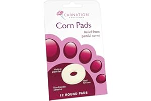 CARNATION FOOTCARE CARNATION Round Corn Relief Pads. Medical Grade Felt, Ideal for Toes, Skin Friendly Adhesive. Multipack, 3 Packs x 12 Round Pads, 36 Pads in Total
