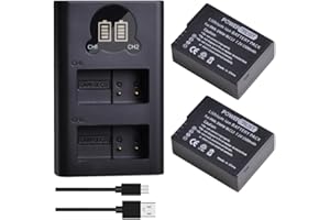 PowerTrust 2Pcs DMW-BLC12 DMW-BLC12E Akku und Ladegerät für Panasonic Lumix DMC-FZ1000, FZ1000 II, DMC-FZ300, DMC-FZ200, DMC-G81, DMC-G5, DMC-FZ2000