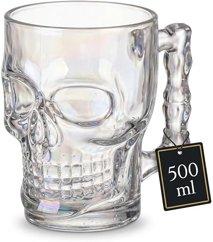 Oceano Lot De 6 Gobelets Crâne En Verre 360 Ml - Bière, Whisky, Vodka, Shot - Idéal Halloween Et Fêtes