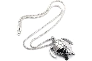 PIKALF Turtle Collana da uomo, con ciondolo a forma di tartaruga del mare, collana da 23,6", ciondolo a forma di tartaruga gotica, amuleto, regalo per uomini e ragazzi, no