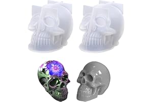 FIBOUND 2 Pcs Skull Candle Moulds - Silicone Skull Moulds for Halloween Party, Making Aromatherapy Candles