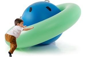 SOARS Bascule Gonflable Enfant 223 X 123 CM, Dôme d'escalade avec 6 Poignées, Charge Maximale 113 KG, 3 Enfants, Jeux Intérieur & Extérieur, pour Enfants à Partir de 5 Ans (Bleu+Vert)