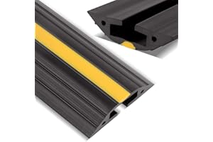 Stageek Floor Cable Protector, Heavy Duty Cable Protector Linkable Floor Cable Cover Cord Channel 1.83m Length Protect Cables & Prevent Trip Hazards at Home, Office or Warehouse, Black & Yellow