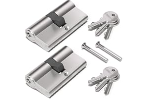 Bwintech 2 Pcs Keyed Alike 80mm(40/40) Nickel Euro Cylinder Lock,Door Barrel Lock,Key/Key with 6 Standard Keys,Anti-Pick,Anti-Bump,Anti Drill,High Security for UPVC,Wooden,Composite Doors