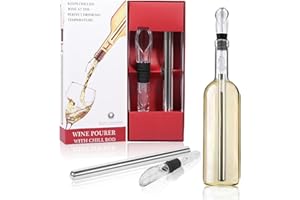 UV STYLISH Bacchetta refrigerante per vino in acciaio inox con beccuccio, set di accessori per il vino di alta qualità, per gli amanti del vino, asta con decanter, accessori per bevitori di vino – idea regalo