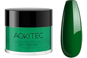 Aokitec Polvo de Inmersión para Uñas Polvo Francés Arte de Uñas para Principiantes Bricolaje de Salón de Manicura en Casa sin Olor y Duradero, sin Necesidad de Curado con Lámpara de Uñas, Blanco, 1 oz