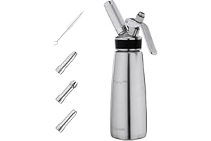 Navaris Whipped Cream Dispenser - Stainless Steel 500ml Handheld Whipping Cream Maker Set with 3 Tips - For Use with N20 Chargers - Dishwasher Safe