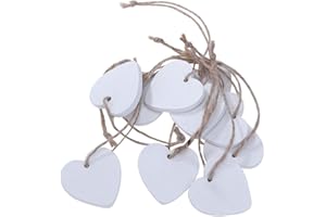 UEB Lot de 10 cœurs en bois à suspendre en forme de cœur pour décoration de mariage, bonbonnières faites maison, fête, 4 x 4 cm