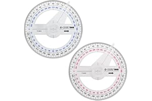 MaoNativey 2 Pcs Portable All Rund Kunststoff 360-Grad-Pointer Winkelmesser Lineal Winkelsucher Schwenkarm für Schüler Klassenzimmer Klassenzimmer Bürobedarf,10cm