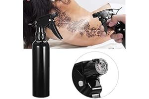 DERMAPOINT Watering Spray Bottle 300ml Aluminum Pressure Sprayer Water Spray Pump Bottles Mist for Hairdressing Tattooing Gardening Cleaning (Black)