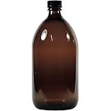Viva Haushaltswaren - 1 x Enghalsflasche 1000 ml aus Braunglas mit Verschluss, als Apothekerflasche, Laborflasche & Medizinfl