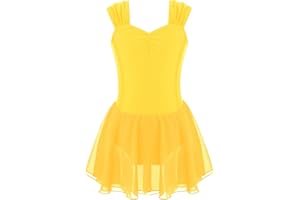 iEFiEL Vestito Danza Classica Bambina Chiffon Tutu Leotards Body da Ballo Senza Manica Vestito Danza Classica Abito da Pattinaggio Artistico Costumi di Danza Performance