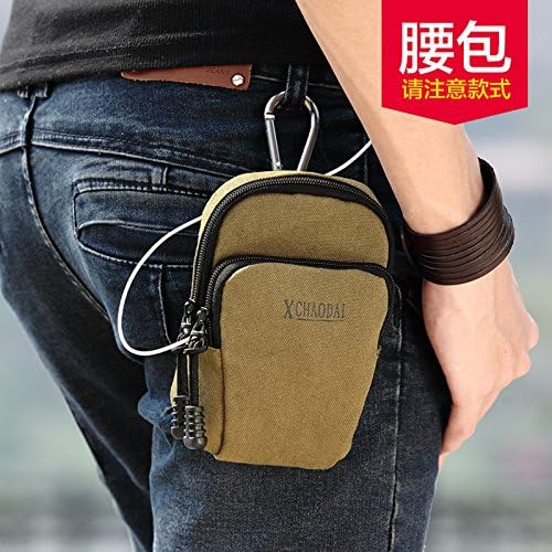 LongBao Trendy generation arm package leisure movement Small packet of mobile phone package female small pockets of men multifunction canvas bag key package, fanny packs - Lockhart army color