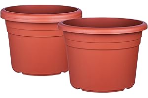 ‎BIGDEAN BigDean 3X Blumentopf Ø 35 cm Farbe Terrakotta Kunststoff Pflanztopf Containertopf Übertopf Pflanzkübel rund 35 x 25 cm