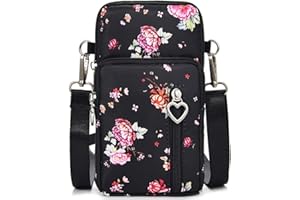 BRINNY Damska torebka, torba na ramię, torba na ramię, ze sztucznej skóry, 3 kieszenie na zamek błyskawiczny, uniwersalna torba na telefon komórkowy do zawieszenia, portfel na telefon komórkowy poniżej 7