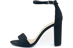 Fashion Thirsty Womens Block High Heels Ankle Strap Sexy Open Toe Shoes Ladies Comfort Heeled Party Occasion Strappy Slip On Heel Dress Sandals