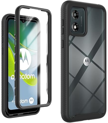 Weideworld Cover Per Motorola Moto E13 + [3 Pezzi] Pellicola Vetro Temperato – Custodia In Silicone TPU Trasparente Antiurto, Morbida E Sottile