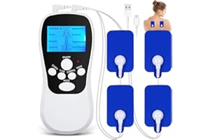 DAJILI 3-in-1 TENS Machine for Pain Relief, Tens Electric Massager with 8 Modes & 15 Intensities & Timer, Dual Channel TENS Unit Muscle Stimulator, Tens Massager with 4 Pcs TENS Unit Electrodes Pads