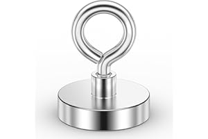 VNDUEEY Magnete Stark, 90kg Neodym Magnet, Groß Sehr Starker Magnet, Angelmagnet, Hochleistungsmagnet Ideal für Entferner, Magnet Fischen, Shop, Heben, Pick Up, Bergung, Metallsuche, Lawn -45mm