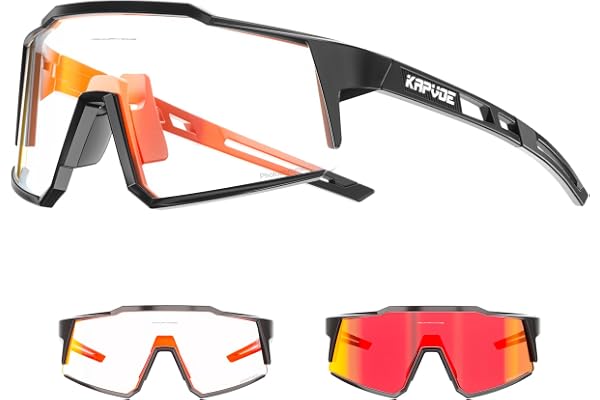 KAPVOE Lunette de Cyclisme Photochromique Homme Femme Tr90 Cadre Lunette Vélo VTT Anti-UV400 Lunette de Soleil Pour Vélo Pêche Course Conduite Pêche Ski