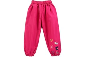 FAIRYRAIN Little Kids Girls Waterproof Lightweight Flower Rain Pants