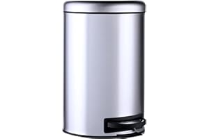 Relaxdays Mülleimer, 12 Liter, entnehmbarer Kunststoff-Inneneimer, Fußpedal, Küche, Bad, Tretmülleimer, Stahl, Silber