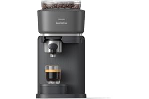 ‎PHILIPS Philips Baristina Espressomaschine - Real Espresso, made simple, Kompakte Kaffeemaschine, Schwarzgrau mit schwarzgrauem Siebträger, 16-bar-Pumpendruck, automatisches Mahlwerk, Cafe Crema (BAR300/60)