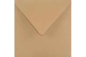 Netuno 500x busta per lettera quadrata colorata marrone chiaro 153 x 153 mm 115g Sirio Color Bruno busta lettera bella elegante per biglietti inviti compleanno matrimonio Natale Pasqua brown envelope