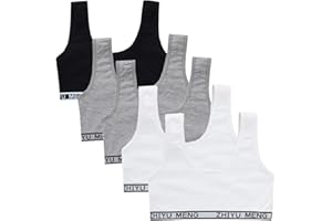 Bevalsa Lot de 5 Filles Brassieres Dentelle,Bra Gilet sous-vêtements Bustier Fille Soutien-Gorge de Sport Uni Basique Débardeur Crop Tops Haut Bandeau Lingerie 10-14ans