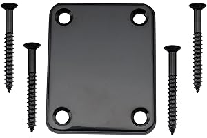 Musiclily Metall 4-Loch Gitarren Halsplatte für Fender Strat Tele Style E-Gitarre oder Bass, Schwarz
