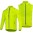 Dooy Men's Cycling Running Jacket, Lightweight Detachable High Visibility Reflective Windproof Sun Protection Bike Windbreaker,Ultralight Sleeveless Vest