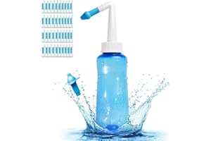 HOUDIAN Kit Lavaggio Nasale - 300ml Bottiglia + 40 Pacchetto di Sale - Irrigatore Nasale per Lavaggi Nasali Neti Lota per Irrigazione Nasale Sinus Rinse Aspiratore Naso Doccia