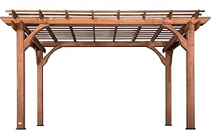 Backyard Discovery Wooden Pergola | Shelter for Patio, Veranda, Outdoor Garden Shade, Heavy Duty Metal Frame, Galvanized Steel Hardware, Waterproof, 100% Cedar Wood | 14ft x 10ft (4.3m x 3m)