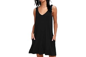 AUSELILY T-Shirt Casual Estiva da Donna Abiti da Spiaggia Copricostume Abito a Tinta Unita a Pieghe