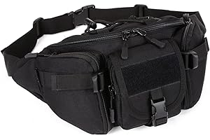 ‎HUNTVP Huntvp Taktische Gürteltasche Sport Hüfttasche Molle Bauchtasche Wasserabweisend mit Reißverschluss für Outdoor Laufen Reise Wandern Radfahren Camping, Schwarz-L