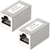 VCE RJ45 CAT6A Female to Female Splice for Ethernet Cable, 2 Pack | Shielded RJ45 LAN Coupler, 1000 Mbit/s is compatible with