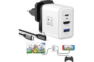 GKEAPZA Switch Dock für Nintendo Switch/Switch OLED,30W USB C Chargeur,4K 60Hz HDMI,USB 2.0,Portable Switch TV Dock and AC Adaptateur