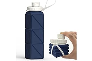 BEAUTAIL Faltbare Trinkflasche 610ML, Tragbare Wasserflasche aus Silikon, Zusammenklappbare Trinkbehälter, Leicht, Wiederverwendbar, für Fitnesss, Fahrrad, Sport, Outdoor Sportflasche (Dunkelblau)