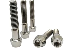 RISON-TITANIUM Lot de 5 Boulons en Titane de Tige de Vélo, M6 Vis de Potence de Vélo, Vélo Boulons de Tige Fixes s, Vis de Tige de Bicyclette pour MTB Vélo de Route de Montagne