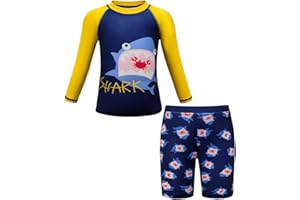 ADUYA Boys Swimming Costume Two Piece Swimsuit Set Rash Guard Trunks Swimwear Kids Swimming Pool Bathing Suit