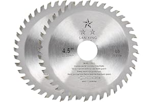 BEENLE-ICEY Lames de Scie Circulaire 115 x 22.2 mm 40 Dents Disque Tronçonnage Bois Carbure Finition Scies pour Métal Bois Pierre Verre Plastique Disque de Coupe Sans Fil Scie Dents de Disque (2 pcs)