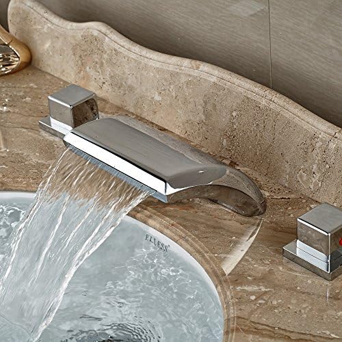 VanMe Basin Faucet Sink Bathroom Basin Faucet 2 Handles 3 Hole Mixer Tap Square Mixer Tap