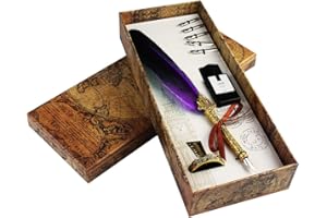Jerbro Handgemachte Dip Pen Englisch Kalligraphie Feder Schreibfeder Dip Quill Pen schreiben Tinte Set mit 5 Ersatzspitzen und Pen Nib Basis Calligraphy Set für Briefpapier Geschenk (Purple)