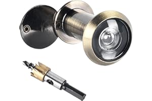 FUNNYTEK Door Viewer, Solid Brass 220 Degree Peephole, with 16mm (5/8") Drill Bit Wide Angle Door Spy Hole, Security for Front Door for 35-60mm Thick Doors Peep Hole, Door Spyhole for Safety, Bronze