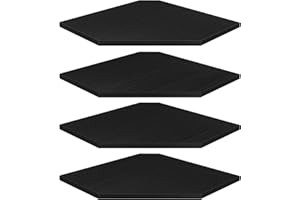 Homode Corner Floating Shelves, Corner Shelves Wall Mounted with Cord Hole, 4 Tier Diamond Shape Corner Hanging Shelving for Wall Storage, for Cable Box, TV Cords, Books, Plants, Black