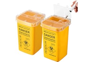 Ciieeo 2 Pcs Portable Sharps Disposal Containers, Bin Sharps Box Needle Disposal Box for Needles Home Insulin Use 1000ml