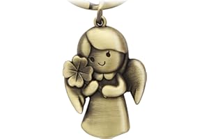 Legezon Schutzengel Schlüsselanhänger,Vierblättriges Kleeblatt Engel Anhänger aus Metall,Deine Auto Partner,Glücksbringer Anhänger,Geschenk Auto Führerschein,Zinklegierung, Glänzend Verchromt