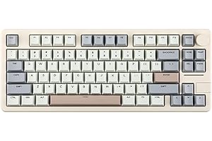 ‎EPOMAKER EPOMAKER Galaxy70 aluminiowa mechaniczna klawiatura gamingowa, bezprzewodowa, Thocky Hot Swap 75%, Bluetooth/2,4 GHz / USB, programowalne przyciski i RGB (biało-szara, Petal Linear Switch)