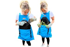 GRAMPA'S WEEDER Grampa's Garden Apron - Cross Back Gardening Apron With Pockets For Women & Men | Harvest Apron with Large Kangaroo Pouch (Blue)